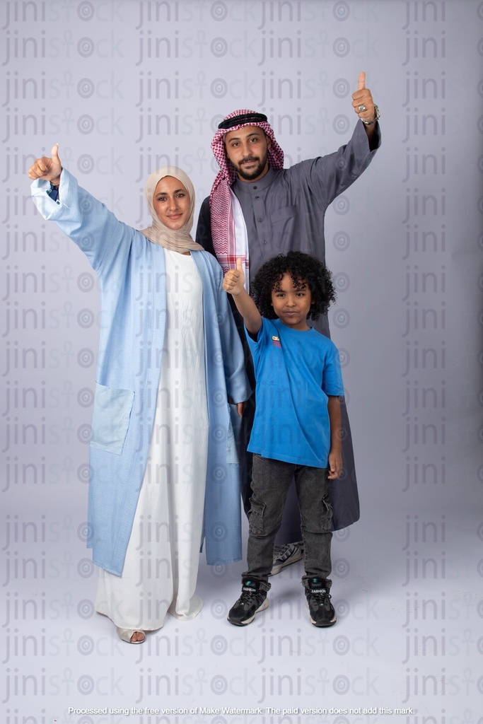 khaliji saudi arab family from gulf father,mother and son happy