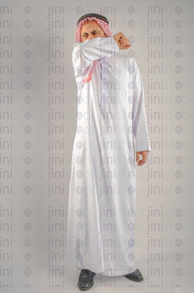 "Khaliji" or a Gulf man from Saudi Arabia or the UAE sneezing