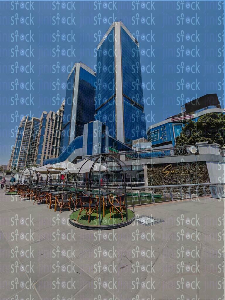 Attractive towers add a modern touch to the promenade