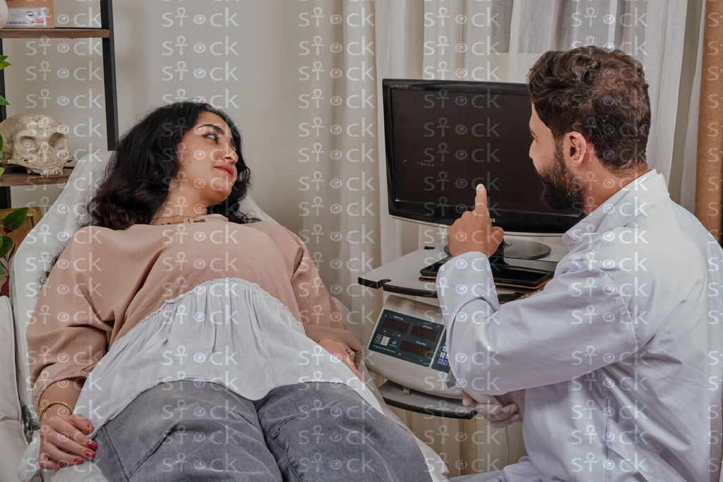 Doctor showing ultrasound results