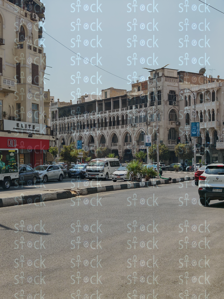 Classical building with shops
