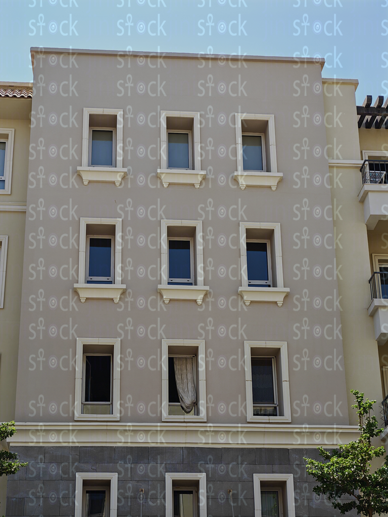 Symmetrical facade with square windows