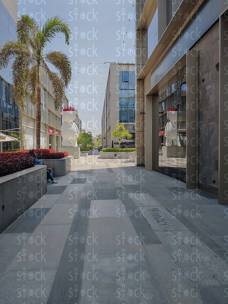 The square leading to the white bear statue