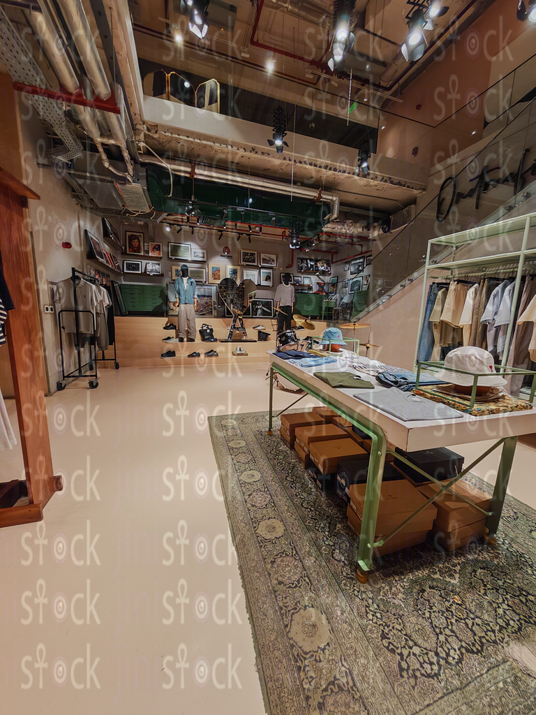 Clothes and shoes on a unique display