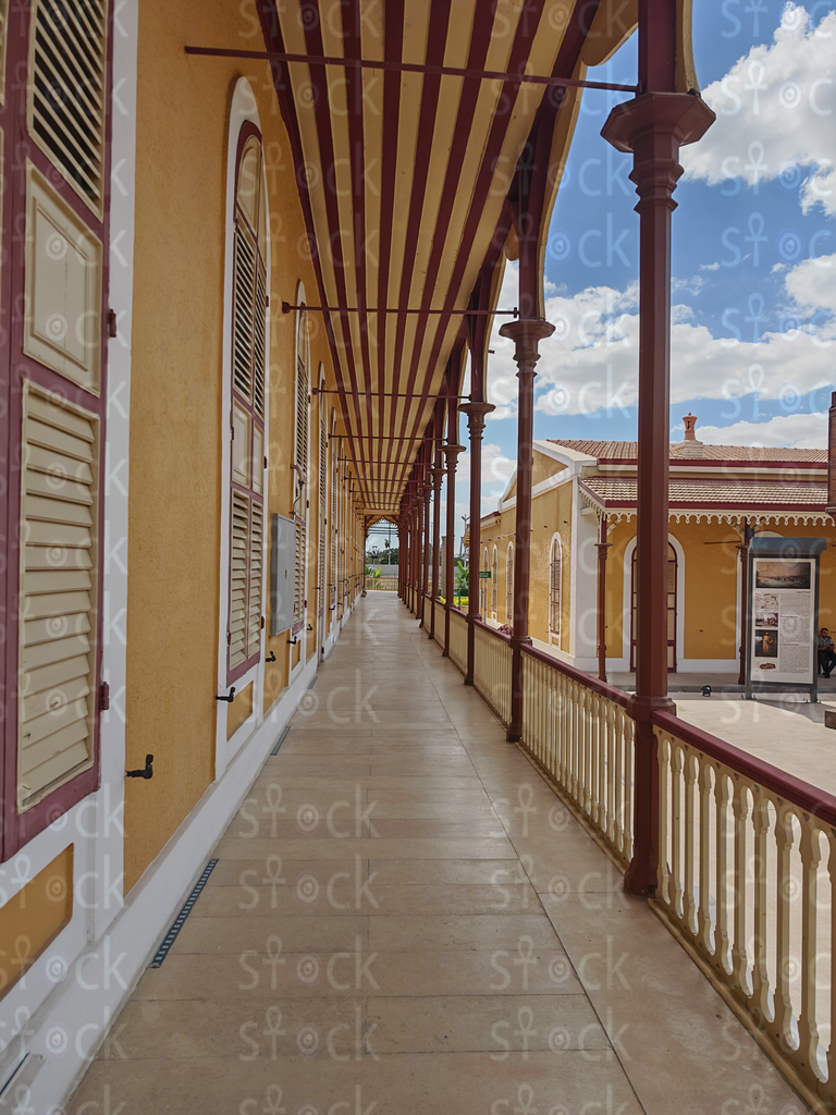 Classic Columns and Blue Sky at Suez Canal Museum