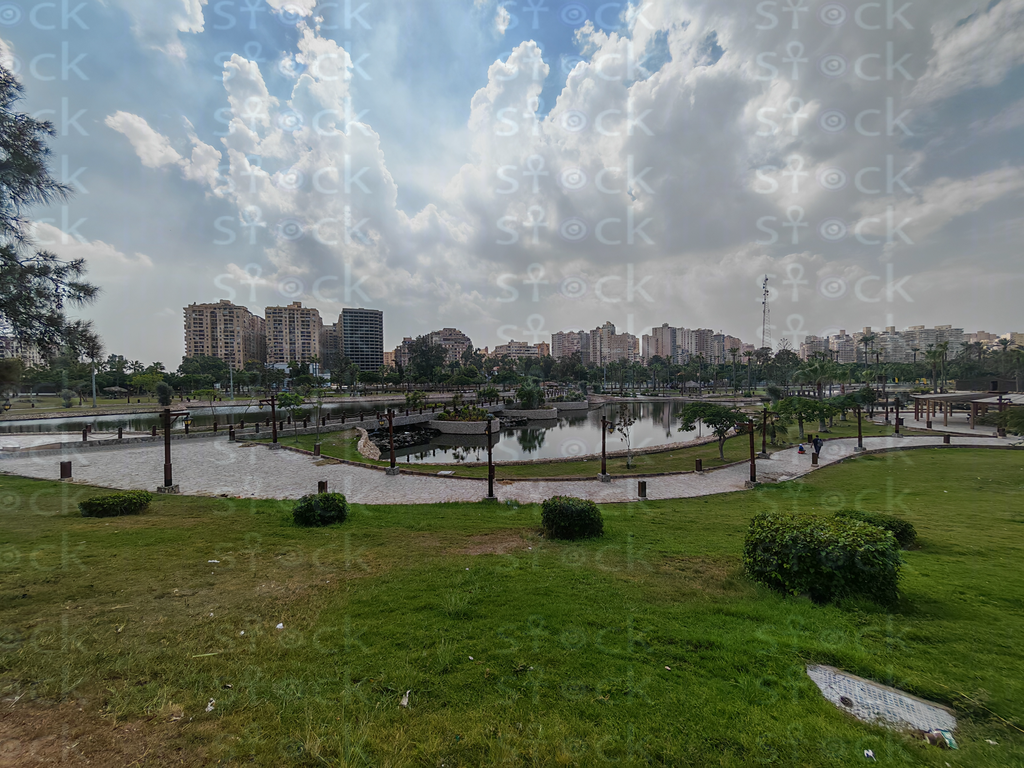 Montazah Palace Lake in the middle of green spaces