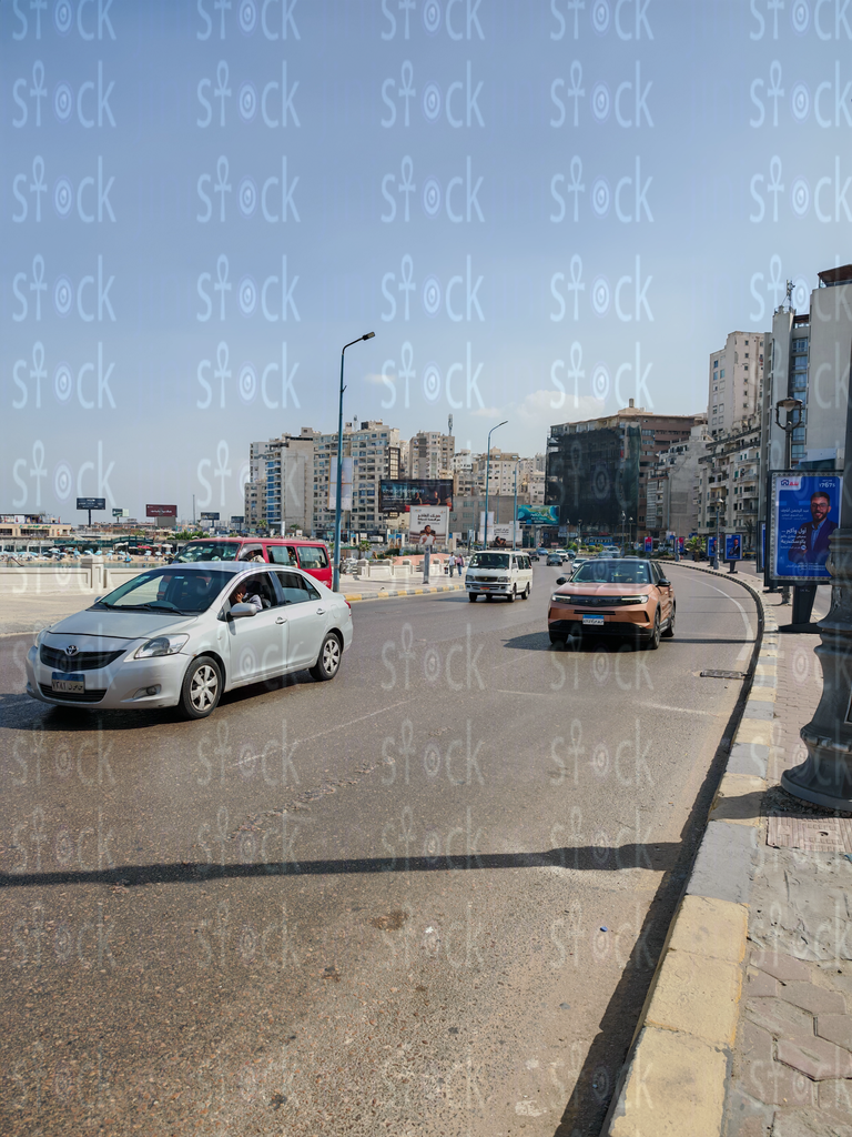 Street View with Distant Sea