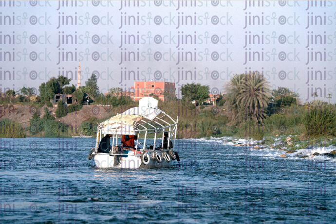 A Boat on the Nile River in Al Qanater Al khiria in Qalyubia - stock image