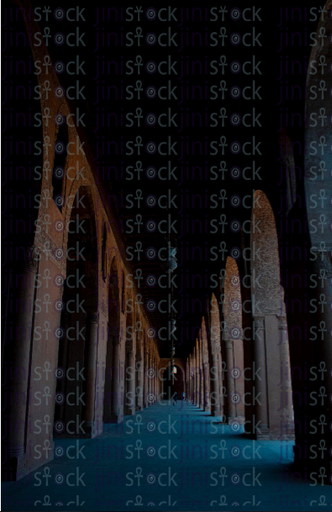 A corridor from inside the Amr Ibn Al-Aas Mosque - stock image