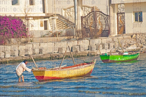 Boats in the lake of Qaroun  مراكب فى بحيرة قارون