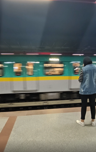 3rd green line metro entering the station