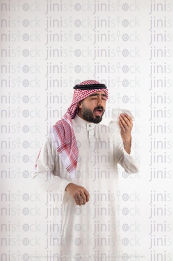 khaliji stock image of a man with cold coughing
