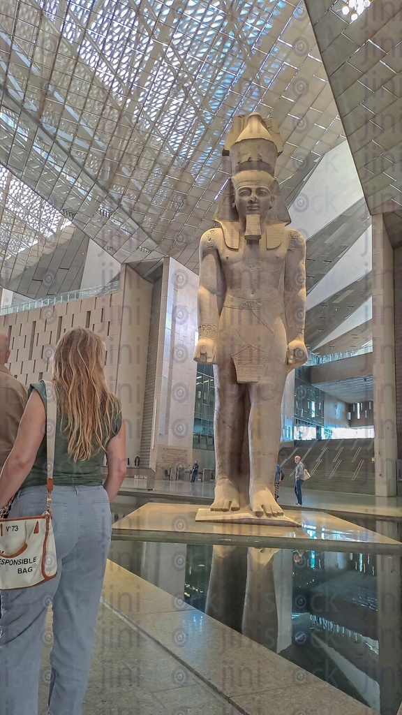 The statue of King Ramses II at the Grand Egyptian Museum in Al-Rimayah ...