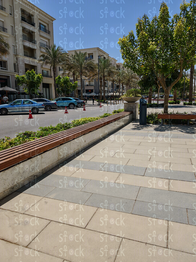 Modern street canyon between blocks 