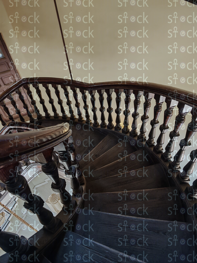 Overhead view of spiral stairs
