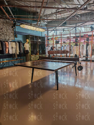 A ping pong table as store decor
