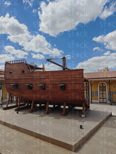 Elegant Wooden Ship Model Displayed at the Museum