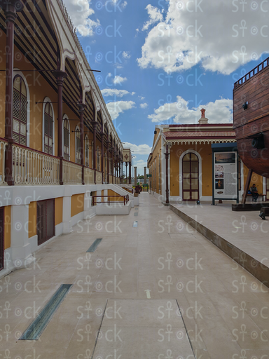 Panoramic Marble Courtyard at Suez Canal Museum in Ismailia
